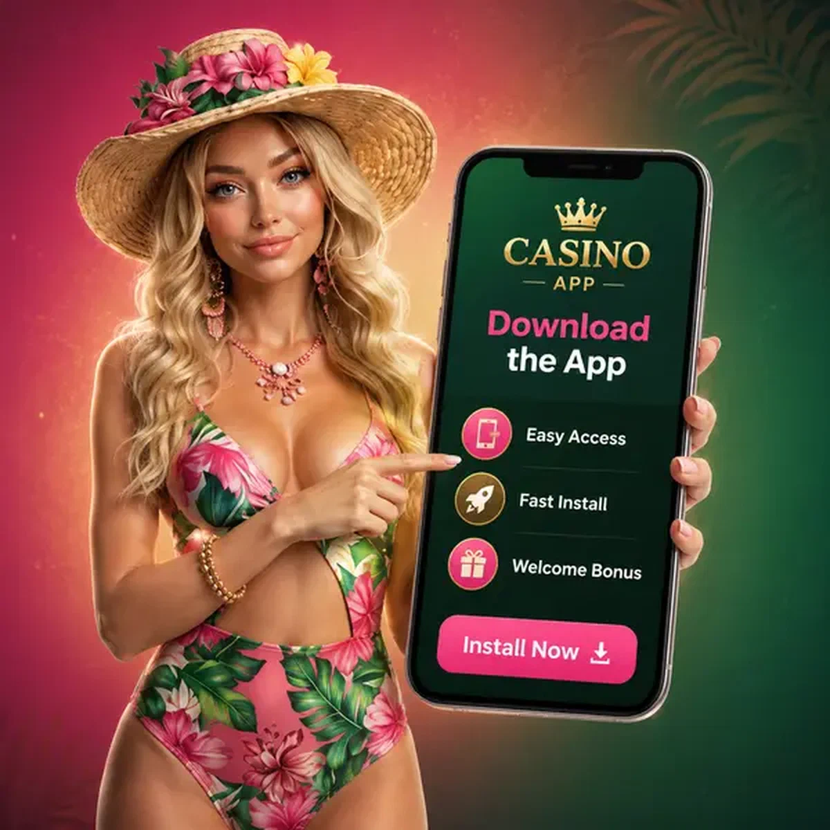 Elegante gids die het downloadproces van de Gambloria-app demonstreert op een gloeiend smartphonescherm