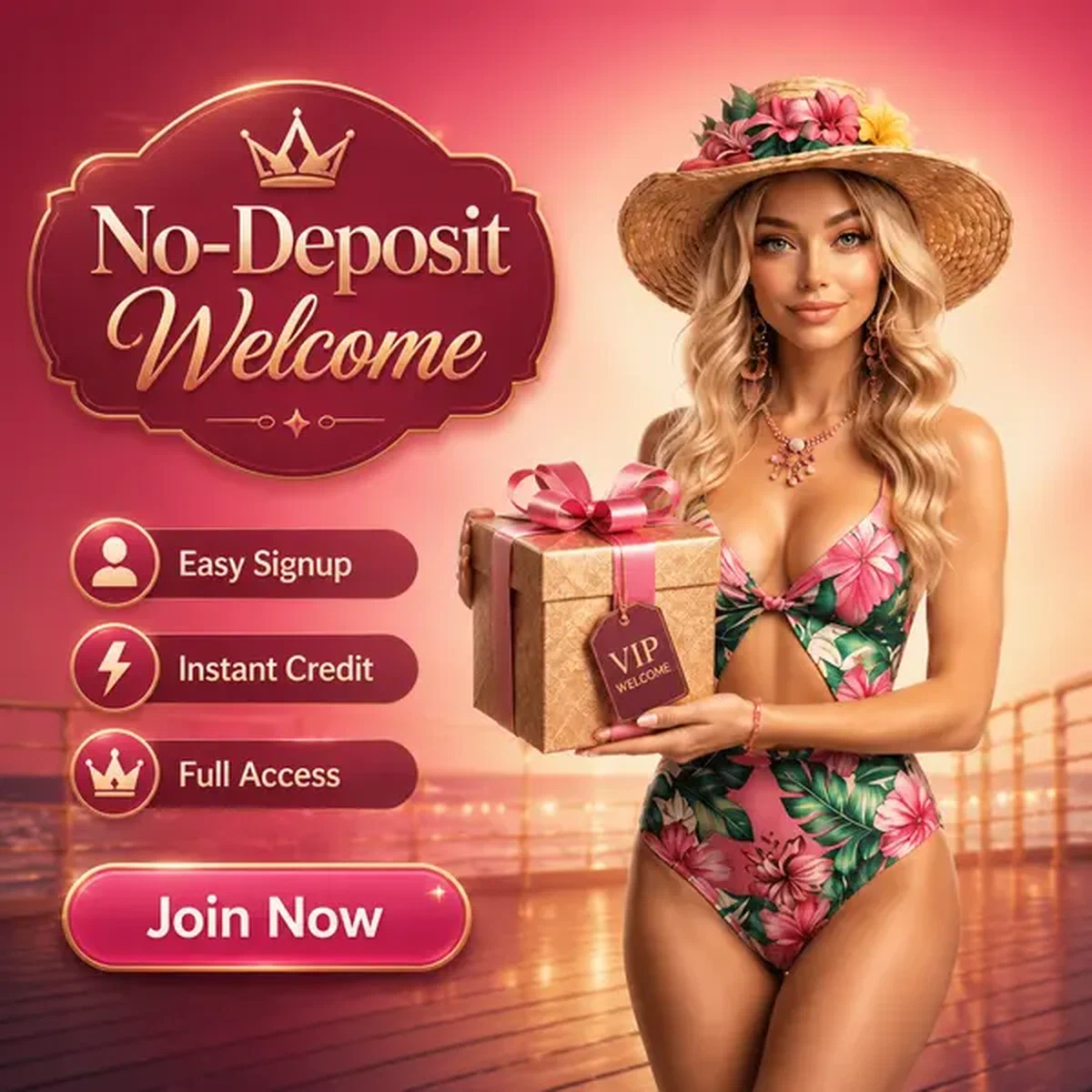 Gambloria VIP-speler presenteert no deposit bonuscadeau op elegant gouden dek