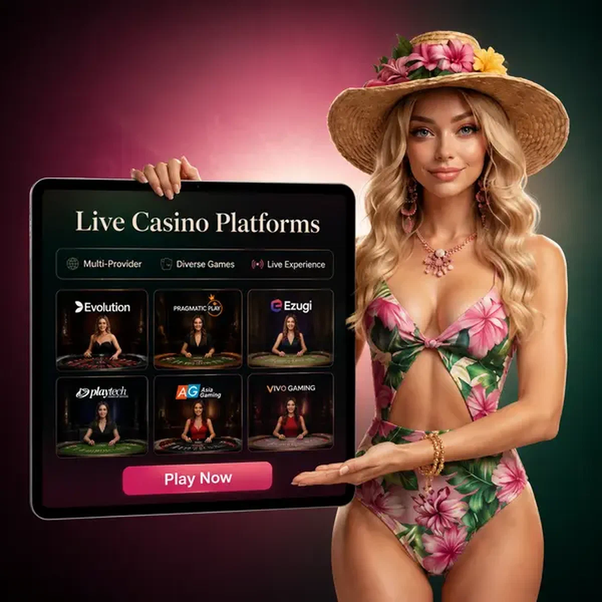 VIP-speler presenteert Multi-Provider Live Architecture-tablet in live casinostudio