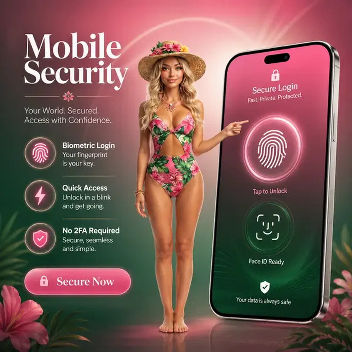 Promenade Queen toont biometrische mobiele app-beveiliging bij een strak digitaal interface